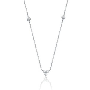 Guili Stunning Sterling Silver Necklace with White Gold Plating, Dazzling Triangle Pendant Adorned with Sparkling Cubic Zirconia for Modern Elegance - 1 of 3