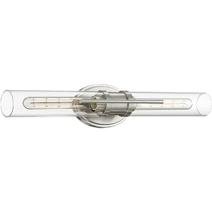 Possini Euro Design Abron Modern Wall Light Brushed Nickel Hardwire 24" 2-Light LED Fixture Clear Glass Shade for Bedroom Bathroom Vanity Living Room - 1 of 4