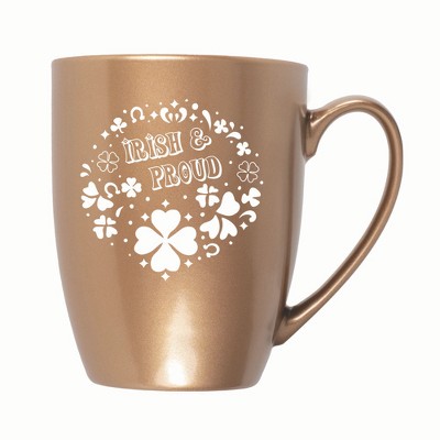 Elanze Designs Irish & Proud 10 ounce New Bone China Coffee Tea Cup Mug, Bronze