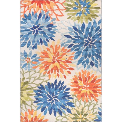 Nuloom Rosana Floral & Paisley 3x5 Machine Washable Indoor/Outdoor Accent Rug for Living Room Patio Deck Front Porch  Kitchen, Multicolor/Ivory