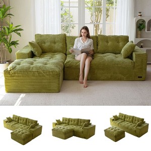 MAXYOYO L-Shaped Sectional Sofa with Convertible Ottoman, Cloud Boneless Modular Couch - 1 of 4