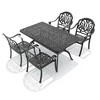 5-Piece Cast Aluminum Outdoor Dining Set: Rectangle Table, Stackable Chairs & Brown Cushions - All-Weather Patio Furniture for Your Backyard - 3 of 4