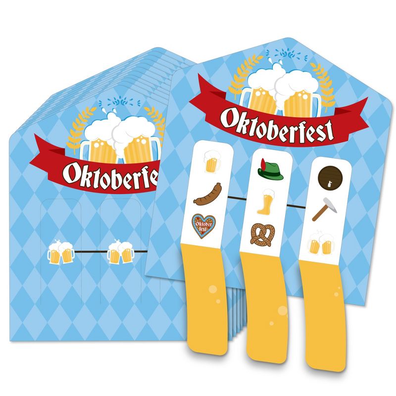 Big Dot of Happiness Oktoberfest - German Beer Festival Game Pickle Cards - Pull Tabs 3-in-a-Row - Set of 12, 1 of 7