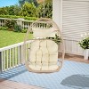 Outdoor Garden Rattan Egg Swing Chair,Hammock Chair With Waterproof Fabric Cushion And Metal Frame,Patio Lounge Hanging Chair-Coolbibila - 3 of 4