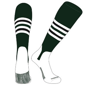 PEAR SOX OTC Baseball Softball Stirrup Socks (F, 5in) Forest Green, White, Black - 1 of 3