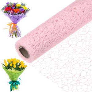 Unique Bargains Jacquard Net Mesh Flower Gift Wrapping Paper 180"x19.7" 1 Pc - 1 of 4