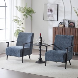 KTMBDW Mid-Century Accent Chairs, Modern Upholstered Living Room Chair with Cozy Cushion and Metal Legs for Bedroom, Office, Cafe - 1 of 4