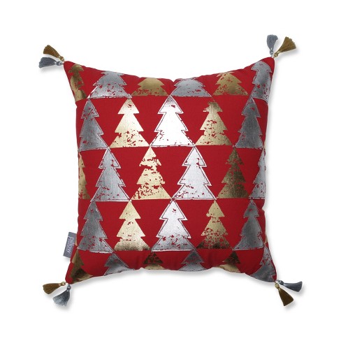 Tree Farm Square Throw Pillow Pillow Perfect Gold Silver Tassel Accents Festive Decor Target