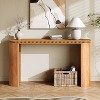 Gulches Vintage Console Table - Beaded Trim, Reversible Curved Legs, Natural Wood Veneer, for Entryway, Living Room - 3 of 4
