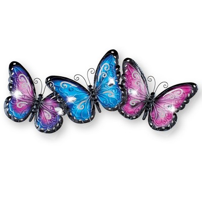 Collections Etc Lovely Butterfly Wall Art With Sparkling Jewel 24.5