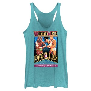 Womens WWE Hulk Hogan VS The Ultimate Warrior Poster Racerback Tank - 1 of 4
