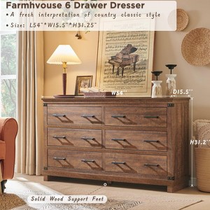 SinCiDo Farmhouse 54"W Dressing Table w/ 6 Drawers,Thick Plate Design,Large Drawer Cabinet/Wardrobe,Bedroom,Living Room & Corridor - 1 of 4