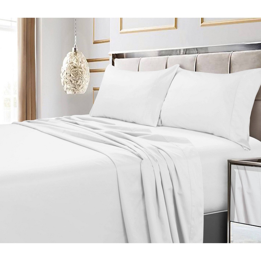 Photos - Bed Linen Queen 4pc 600 Thread Count Deep Pocket Solid Sheet Set White - Tribeca Liv