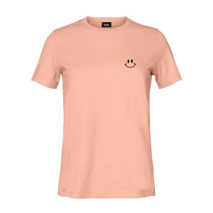 Dalix Smile Face Embroidered Soft Cotton Short Sleeve T Shirt Womens - 1 of 4
