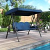 Costway 3-Seat Patio Swing Chair with Adjustable Canopy Thickened Cushions Pillow Navy/Gray - 4 of 4