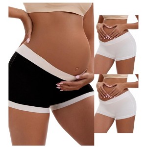 INSPIRE CHIC Women's Low Waist Under the Bump Maternity BoyShorts Pregnancy Seamless Ladies Panties 3 Packs - 1 of 4