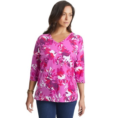 Jessica London Women's Plus Size Stretch Cotton V-Neck Tee