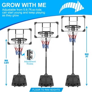Vynxaria Adjustable Portable Basketball Goal - 5.6 to 7ft for Indoor & Outdoor Fun - 1 of 4