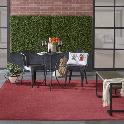 Brick Red Solid Synthetic 5' x 7' Easy Care Indoor/Outdoor Rug