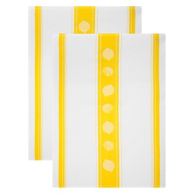 2pk Jacquard Lemon Print Cotton Towel Yellow- MU Kitchen