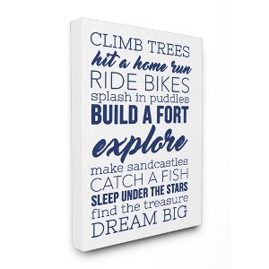 16"x1.5"x20" Climb Trees Dream Big Navy with White Stretched Canvas Kids' Wall Art - Stupell Industries - 1 of 3