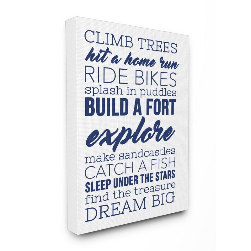 16&#34;x1.5&#34;x20&#34; Climb Trees Dream Big Navy with White Stretched Canvas Kids&#39; Wall Art - Stupell Industries, 1 of 5