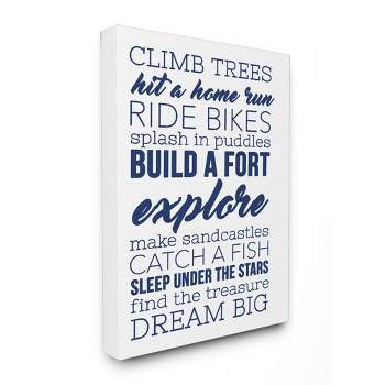 16"x1.5"x20" Climb Trees Dream Big Navy with White Stretched Canvas Kids' Wall Art - Stupell Industries