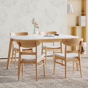 Christopher Knight Home Bryner Mid-Century Modern Fabric Upholstered Wood 5 Piece Dining Set - 1 of 4