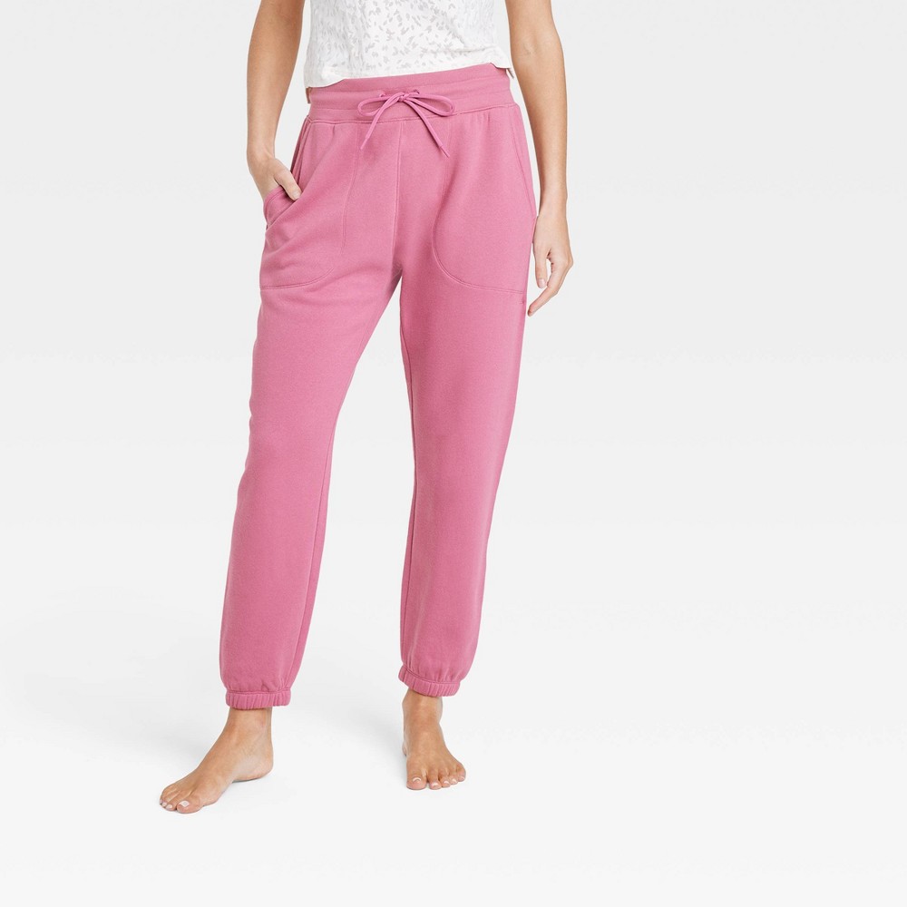 Women's Mid-Rise Fleece Joggers - All in Motion Rose Red L