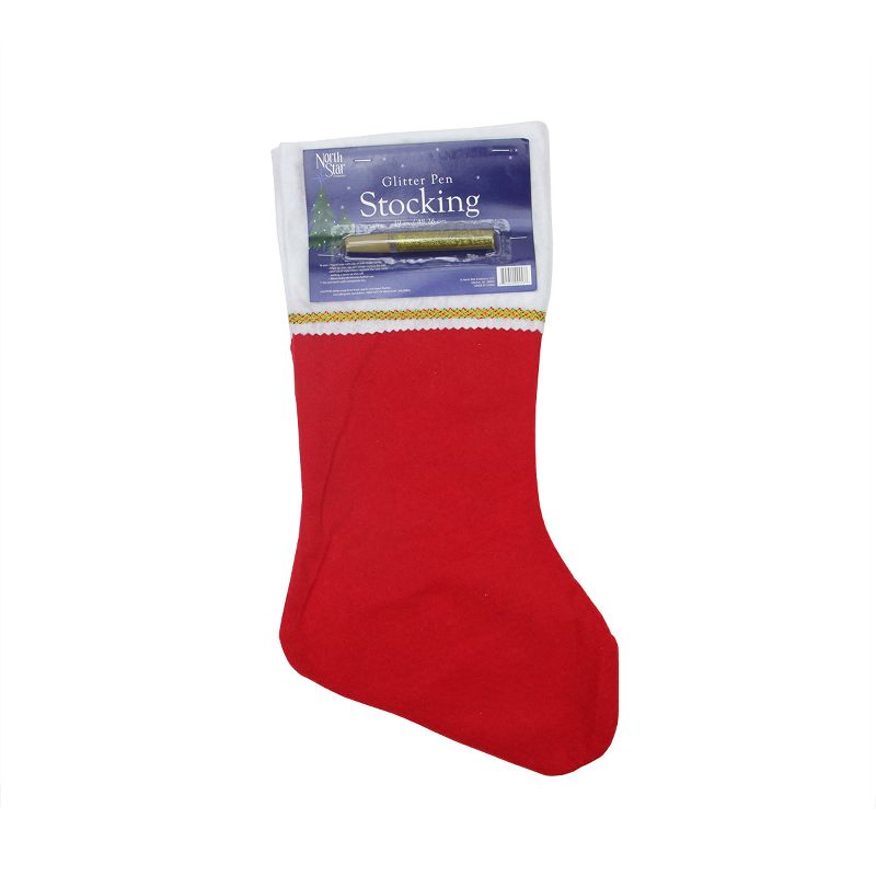 Northlight 19" Red and White Soild Christmas Stocking with Gold Glitter Pen, 1 of 4