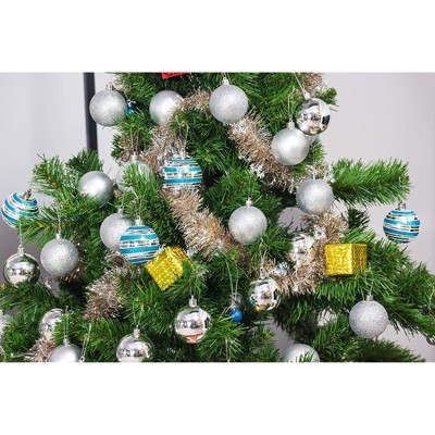 36-Pack Silver and Blue Shatterproof Christmas Tree Ornaments