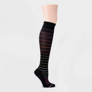 Dr. Motion Women's Mild Compression Pinstripe Knee High Socks 4-10