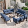ALAULM 14 Pieces Metal Patio Furniture Set Modern Metal Outdoor Conversation Sets, Patio Sectional Sofa w/5 Inch Cushion and Coffee Table, Navy Blue - 3 of 4