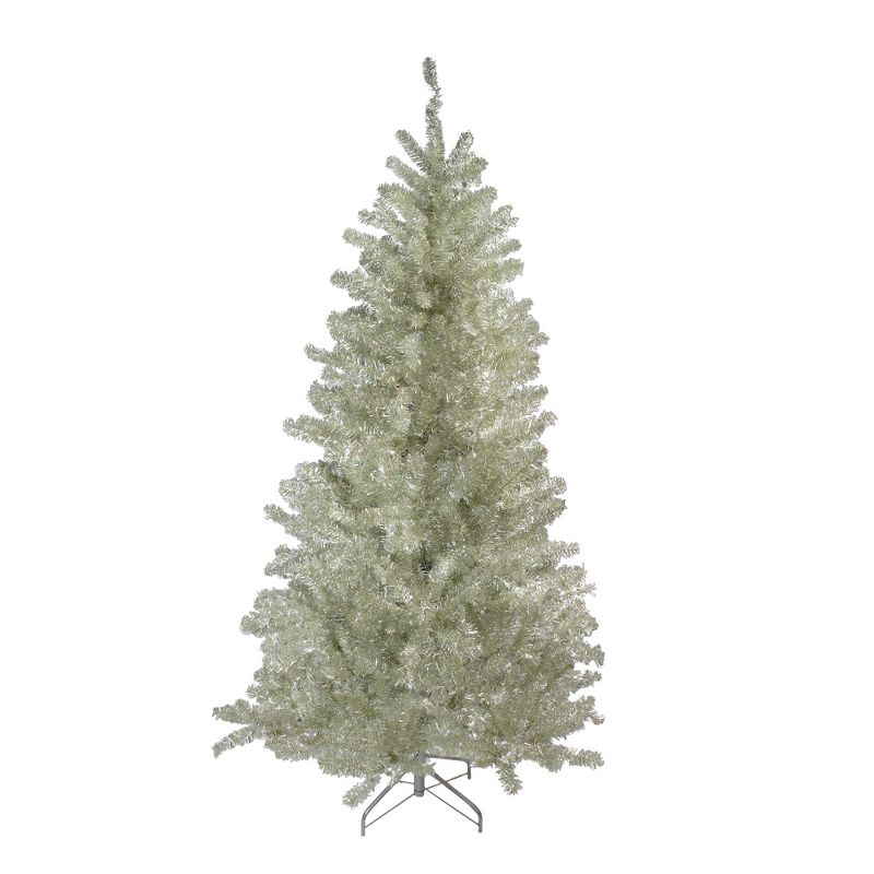 Northlight 7' Metallic Platinum Artificial Tinsel Christmas Tree - Unlit, 1 of 8