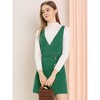 Allegra K Women's Corduroy Mini V Neck Vintage A-Line Bib Overall Pinafore Skirts - 2 of 4