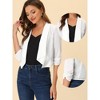 Allegra K Women's 3/4 Ruched Sleeve Shawl Lapel Lightweight Open Front Cardigans - 2 of 4