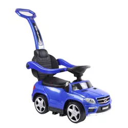 Best Ride On Cars Baby Toddler 4-in-1 Mercedes Push Car Stroller Toy with LED Lights, Music and Removable Handle, for Ages 1-3 Years Old, Blue