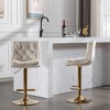 Velvet Bar Stools Set of 2 with Adjustable Height, 360° Swivel, Chrome Footrest, and Metal Legs for Kitchen, Dining, or Bar - 3 of 4