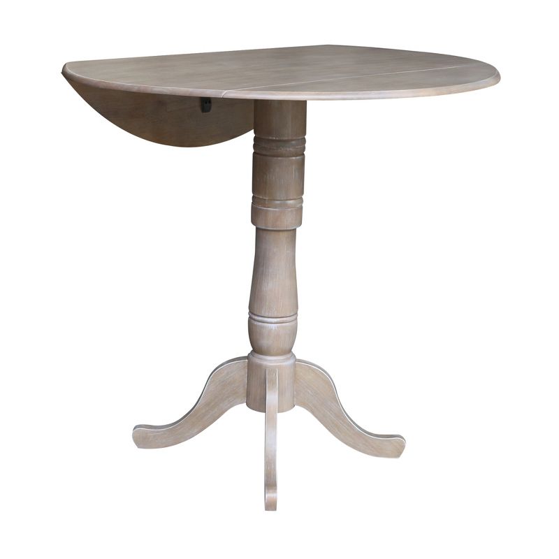 Nathaniel Round Dual Drop Leaf Pedestal Table Gray Taupe - International Concepts, 4 of 10
