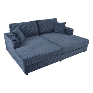 YOOCOZZ 86.5" Oversized Chaise Lounge Sectional Sofa Bed with Corduroy Fabric - 1 of 4