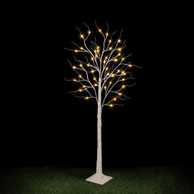 DR.Planzen Artificial Trees, 3-Pack LED Lighted White Birch Trees, 8ft 6ft 4ft Faux Trees, Perfect Artificial Christmas Trees for Home Party Decor