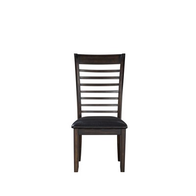 Acacia Hardwood Ally Side Chair (Set of 2) with Vinyl Leather-Look Seat, Kiln-Dried Wood, Mortise-and-Tenon Construction and Hand-Stained Finish
