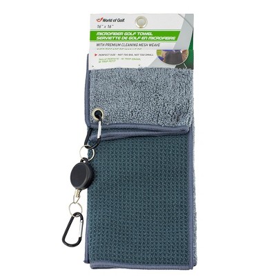 Jef World of Golf Microfiber Golf Towel 16" x 16" - Grey
