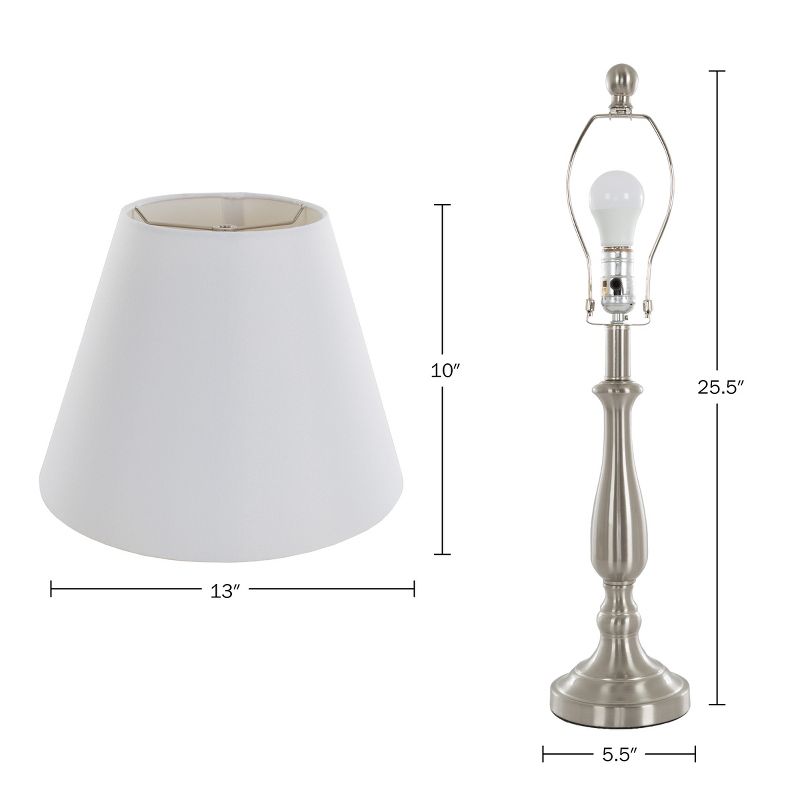 Hastings Home Traditional Table Lamps Set – 13 x 25.5-in, Brushed Steel, 2 Pieces, 5 of 7