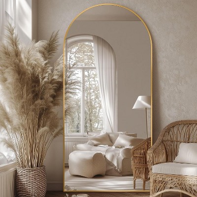 Beautyolove Full Length Mirror 76" x 34" Arched Floor Mirror Hanging Mounted Mirrors Full Body Mirrors with Stand
