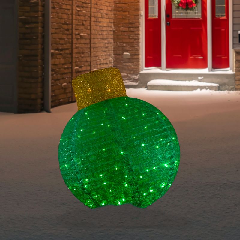 Northlight 38" LED Lighted Twinkling Green Tinsel Onion Ornament Outdoor Christmas Decoration, 2 of 7