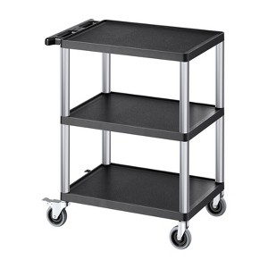 VEVOR Utility Cart, 300 lbs Load Capacity, 27.6 x 18.1-inch Service Cart, Three-Shelf Heavy Duty Plastic Utility Cart with 360° Swivel Wheels, Black - 1 of 4