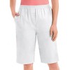 Collections Etc Stretch Twill Elastic Waist Pull-On Bermuda Shorts - 4 of 4
