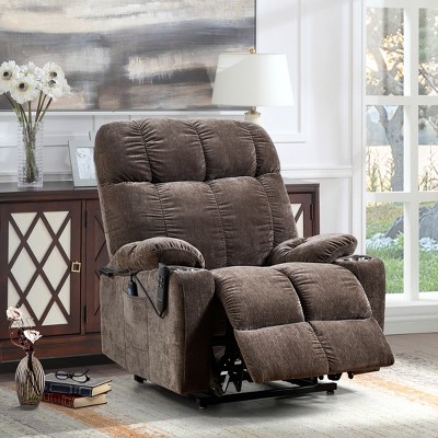 Dual Motor Power Lift Recliner Chair for Elderly, Infinite Position, Lay Flat 180° Power Lift Recliner Chair Sofa With Heating and Massage