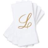 Juvale 4 Pack Monogrammed Fingertip Towels for Bathroom, Embroidered Letter L, White, 11 x 18 in.